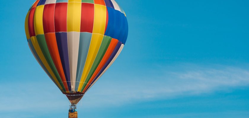 Hot air balloon on blue sky