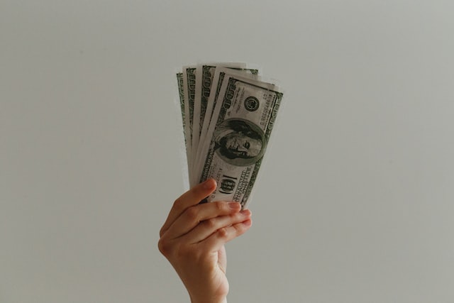 man holding a couple of dollar bills