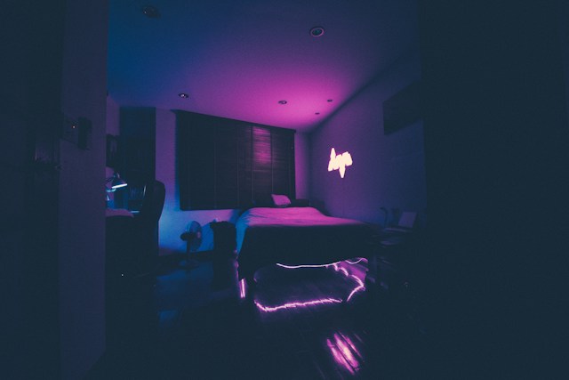 bed with led